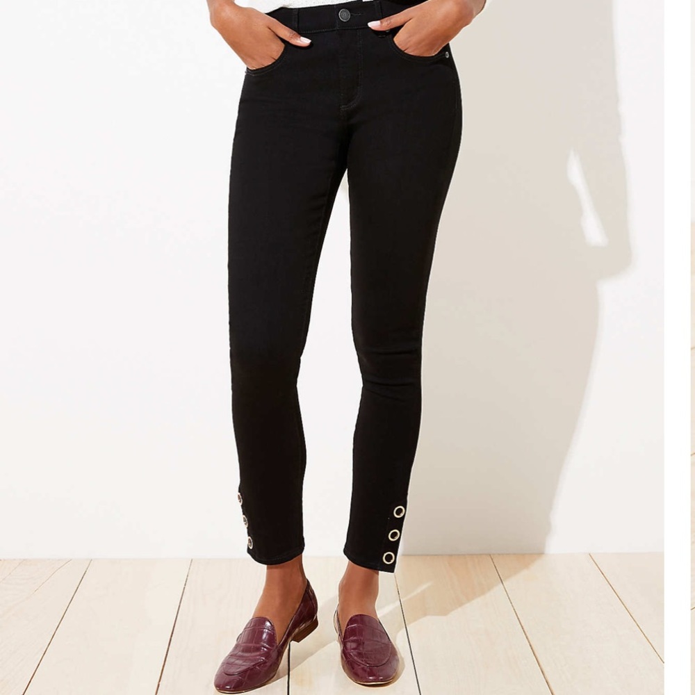 NWT LOFT black mid waist skinny jeans